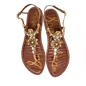Sam Edelman “Grayson” Jeweled Rhinestones Flat Thong Gladiator Sandals 10.5